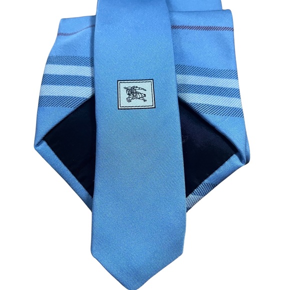 Burberry Silk Tie Vintage Blue Jacquard / Check Patterned.  Unique Rare. Mens - Picture 6 of 6